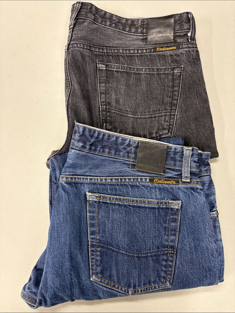 Civilianaire Men’s Relaxed Jeans Lot — Blue and Charcoal